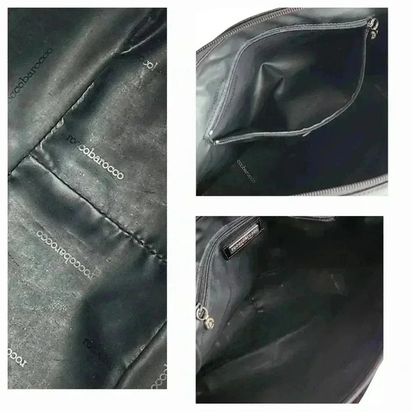 Italian Designer Roccobarocco Black Leather Bag Edgy Rocker Goth Biker Punk Vibe - Picture 8 of 16